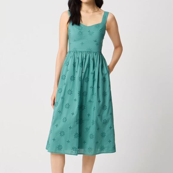 J. Crew Dresses & Skirts - J Crew Women's 6 Midi Dress Eyelet Sleeveless 100% Cotton Fit Flare Sundress